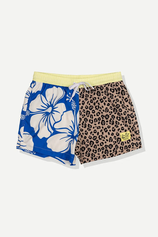 Split Flower Swim Short - Blue